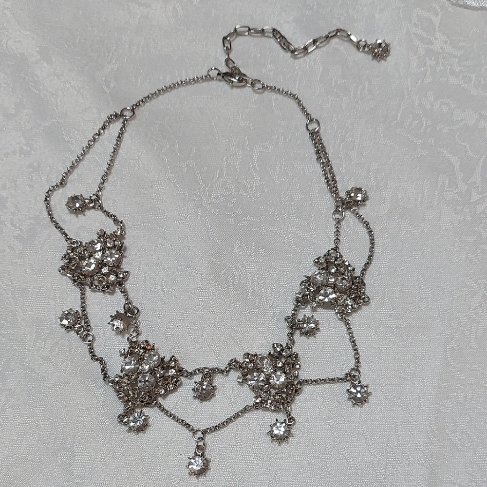 Elegant Silver Swarovski Crystal Necklace